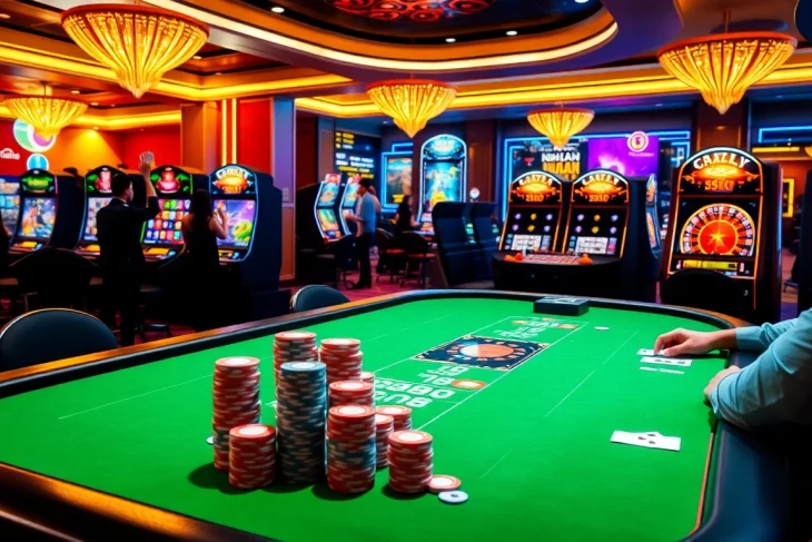 Engaging gameplay at Nhà Cái S8 casino platform with vibrant slot machines and poker action.