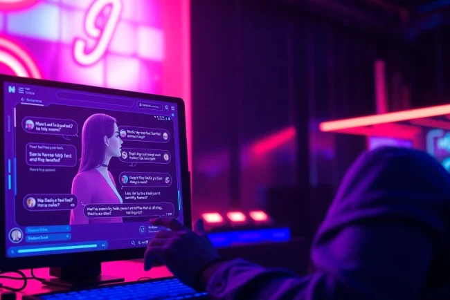 Intimate scene of a porn AI chat interface showcasing digital interactions.