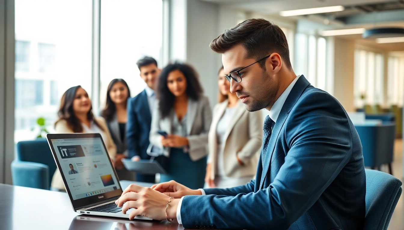 Headhunter IT führt ein Gespräch mit Kandidaten in einem modernen Büro.