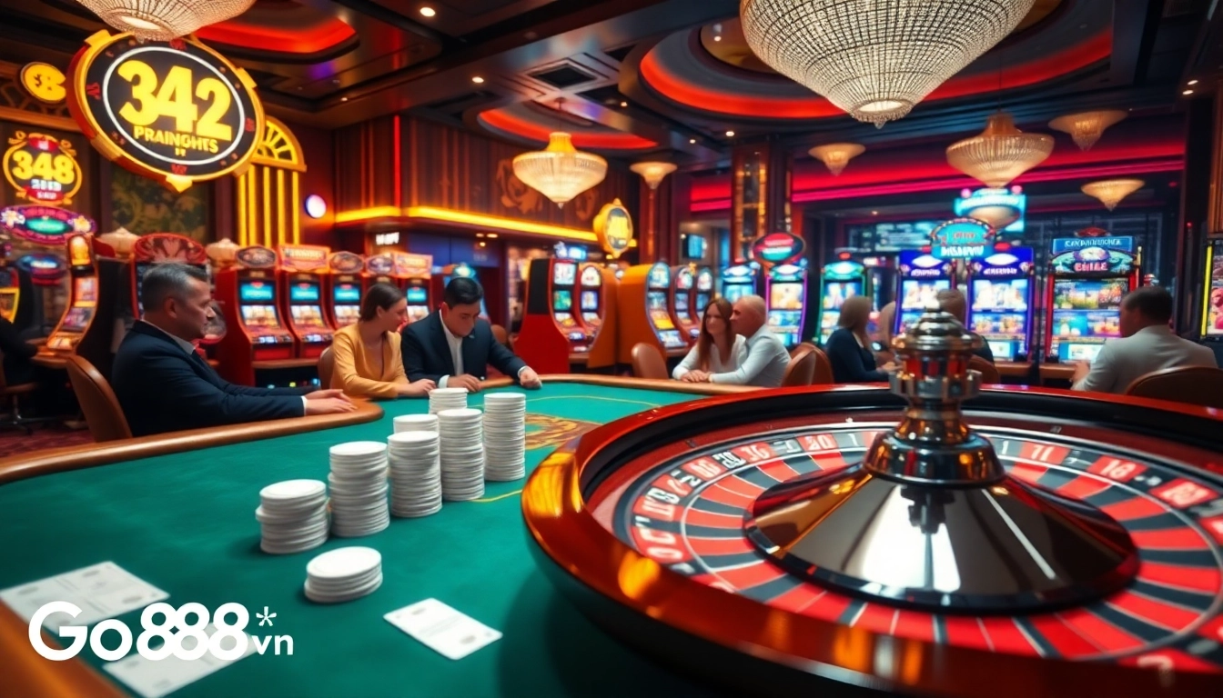 Experience the thrill of gaming with Go88vn's exciting poker table and vibrant casino atmosphere.