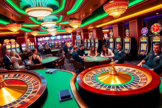 Experience thrilling gameplay at s8.com with dynamic casino tables, vibrant slot machines, and excited players.