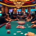 Experience the excitement of KK55 at a luxury casino poker table filled with action.