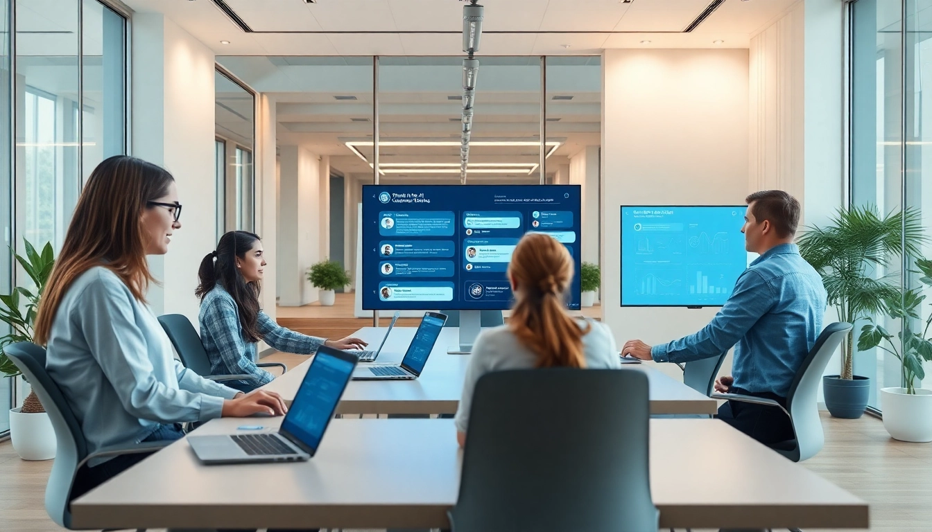 专业团队在现代办公室使用美洽 AI 客服平台。