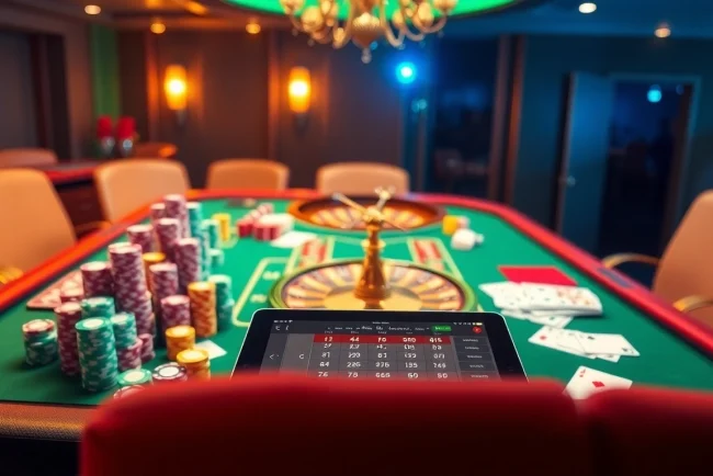 Experience thrilling gameplay at 88i com with vibrant casino visuals showcasing poker chips and roulette.