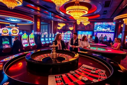 Erleben Sie die Aufregung von NV Casino durch pulsierendes Spielgeschehen an einem luxuriösen Roulettetisch.