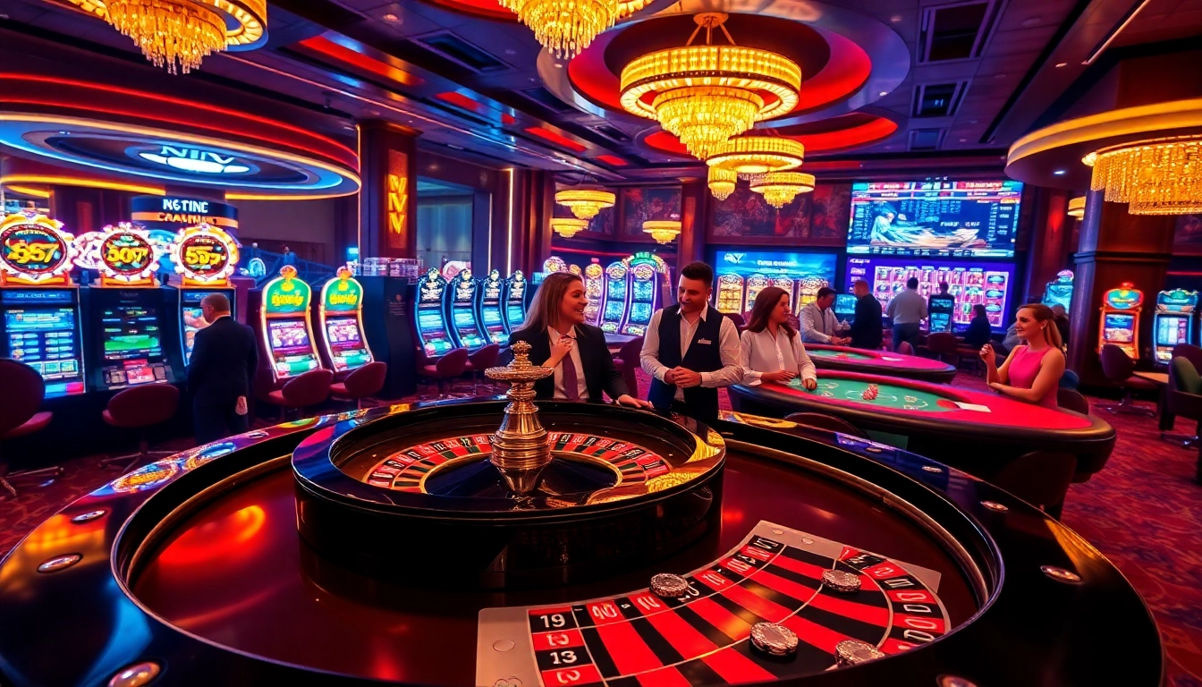 Erleben Sie die Aufregung von NV Casino durch pulsierendes Spielgeschehen an einem luxuriösen Roulettetisch.