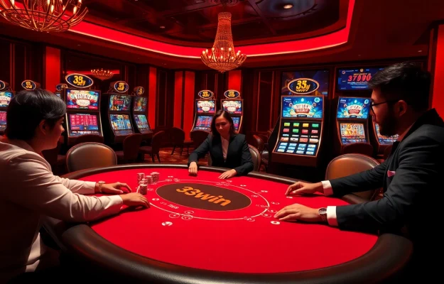 Exciting poker game scene highlighting the luxury of 33win's gaming experience.