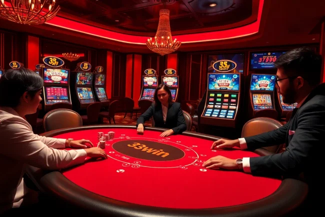 Exciting poker game scene highlighting the luxury of 33win's gaming experience.