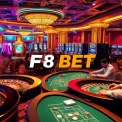 Players enjoying a luxurious casino experience at F8 BET with vibrant gaming tables and slot machines.