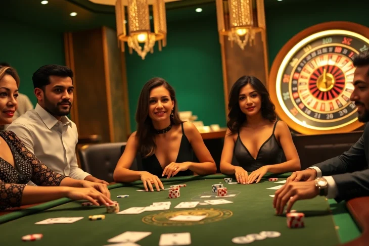 Experience exciting gaming at go8 casino with poker chips and a roulette wheel in play.